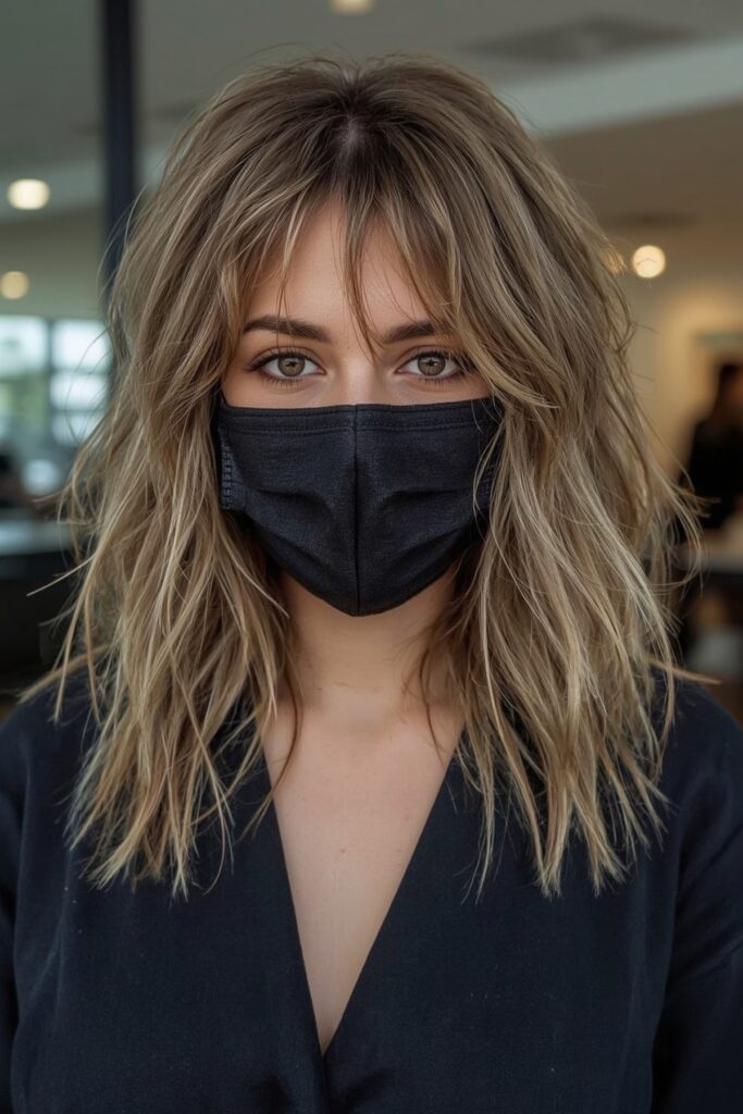 Blended Feather Bangs with Layers
