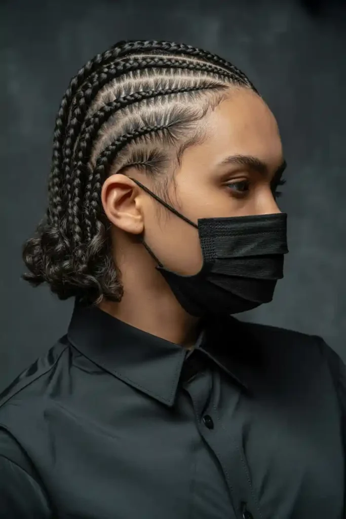 Braided Bob with Side Cornrow Accent