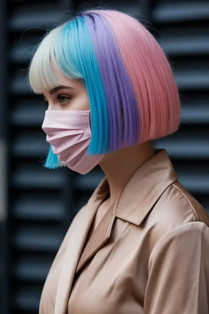  Color-Blocked Bob with Blunt Tips


