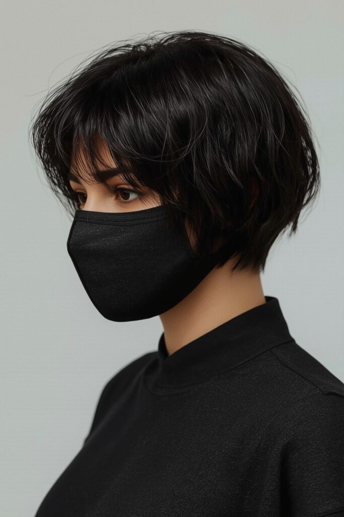 Glossy Black Pixie Bob with Micro Layers


