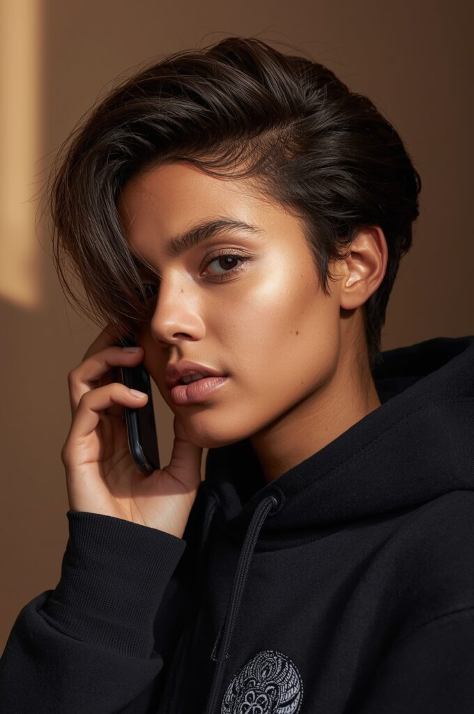 Soft Side Part on Coarse Hair
