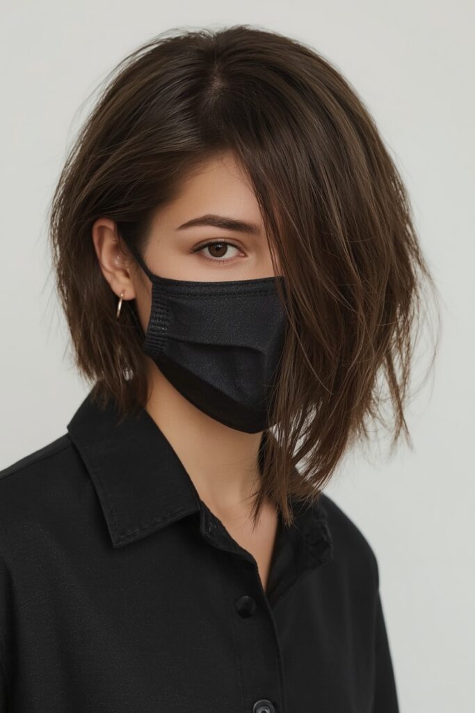 Side-Cropped Bob with Longer Bangs


