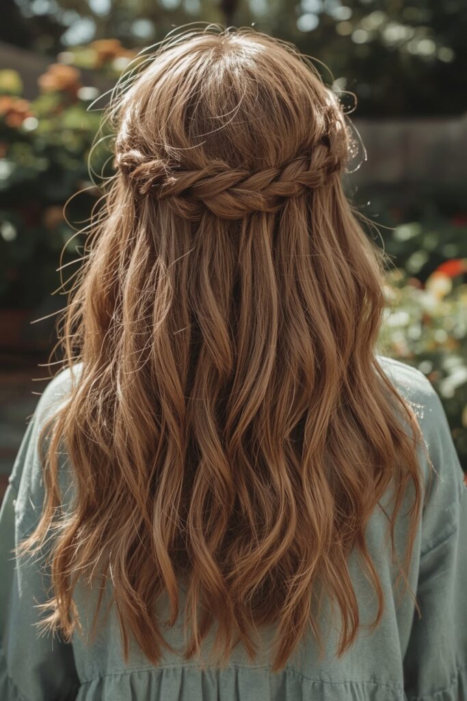 Long Boho Braid with Textured Crown
