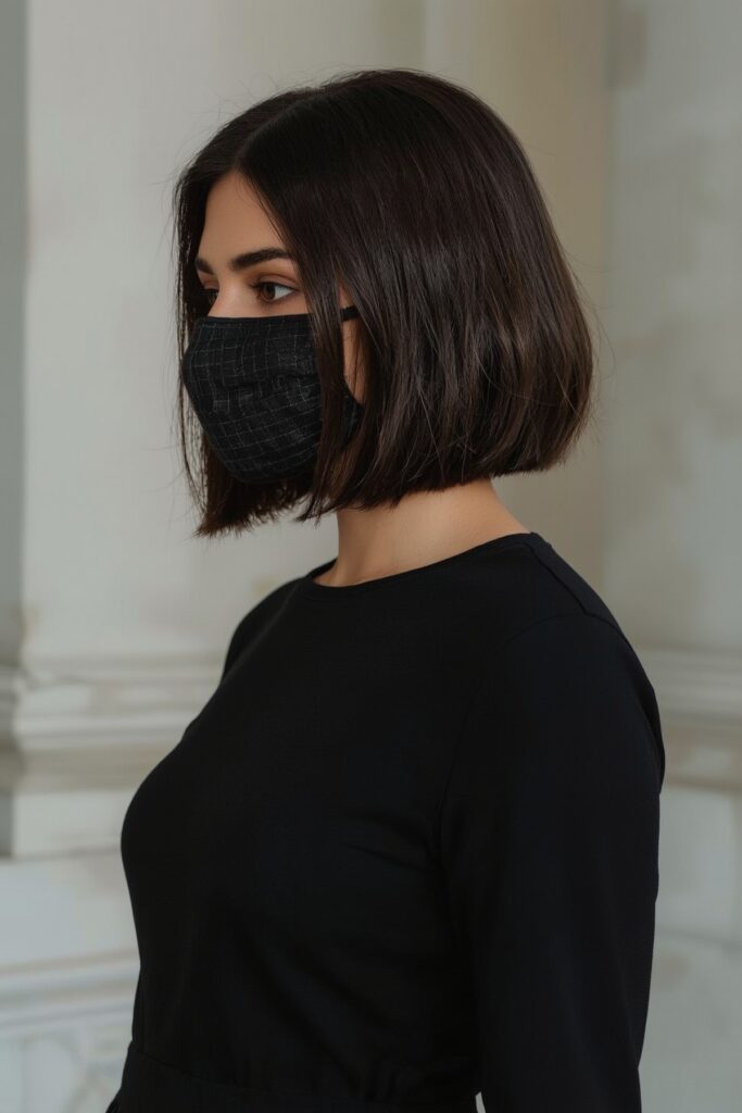 Sleek Middle-Parted Bob with Veil

