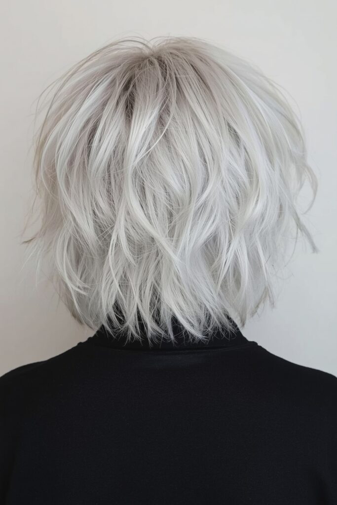 Piecey Platinum Shaggy Bob