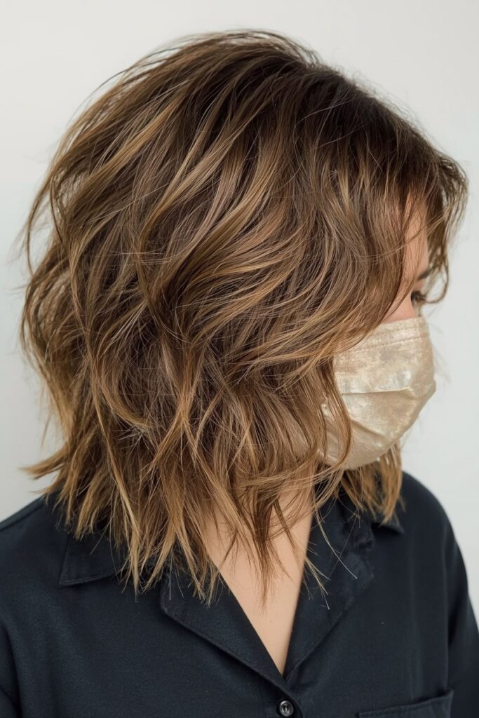 Side-Swept Shag with Color Fade
