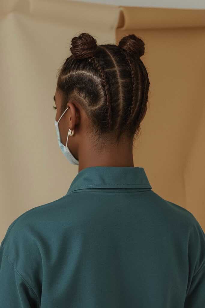Double Cornrow Rows with Shell Beads