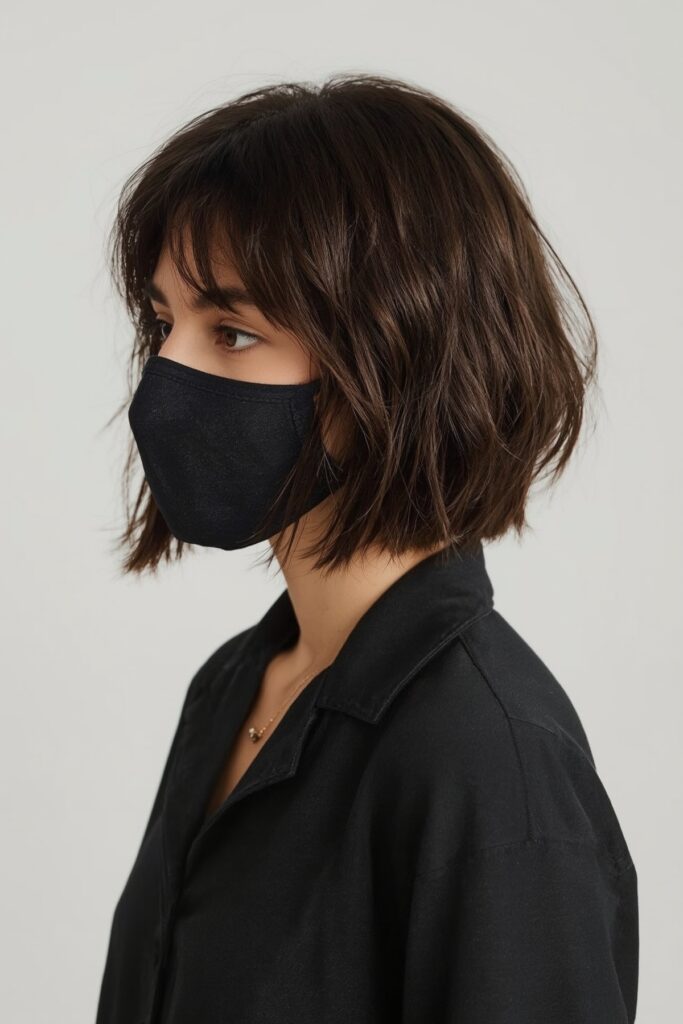 Chin-Grazing Bob with Center Fringe
