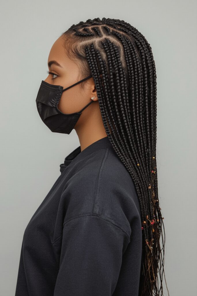 Beaded Side Sweep Cornrows