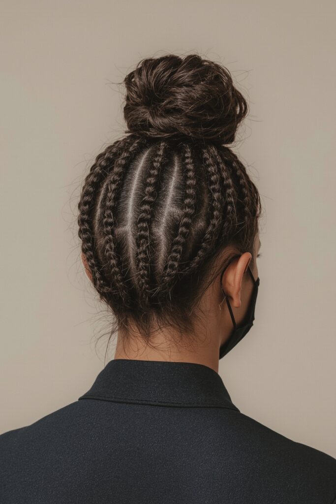Top Knot Cornrows with Flat Back