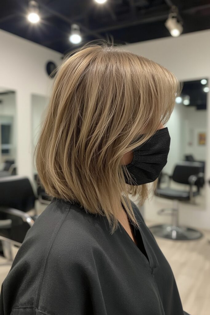 A-Line Bob with Sandy Blonde Balayage