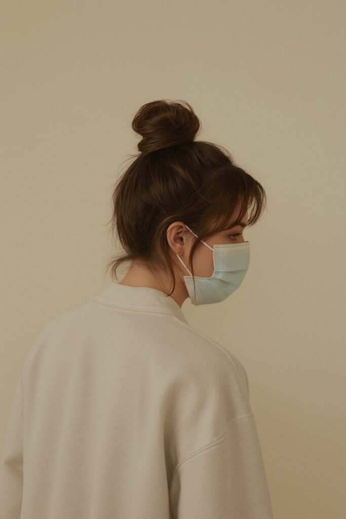 High Bun with Bang Curtain
