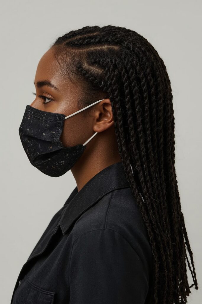 Mixed Texture Cornrows and Twists