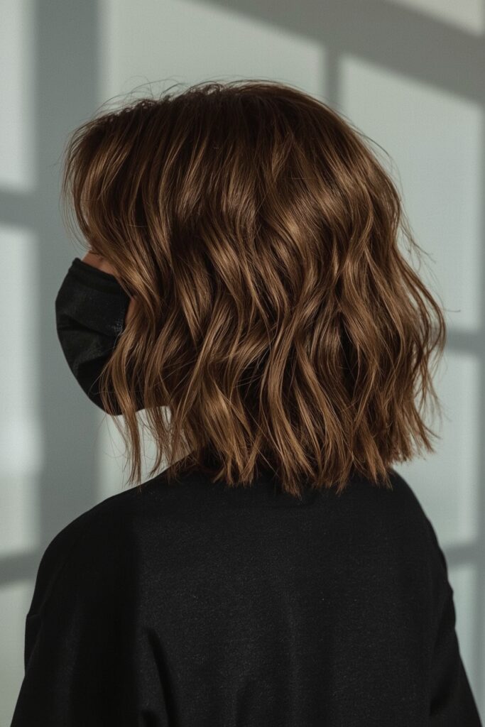 Wavy Lob with Deep Side Part
