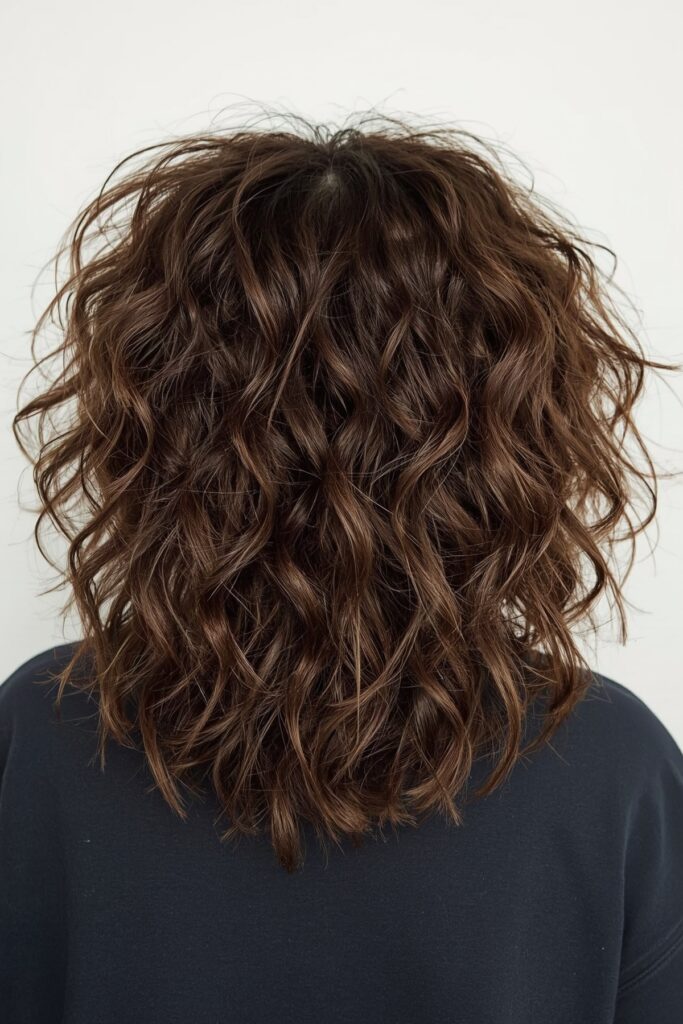 Layered Curls with Scalp Volume
