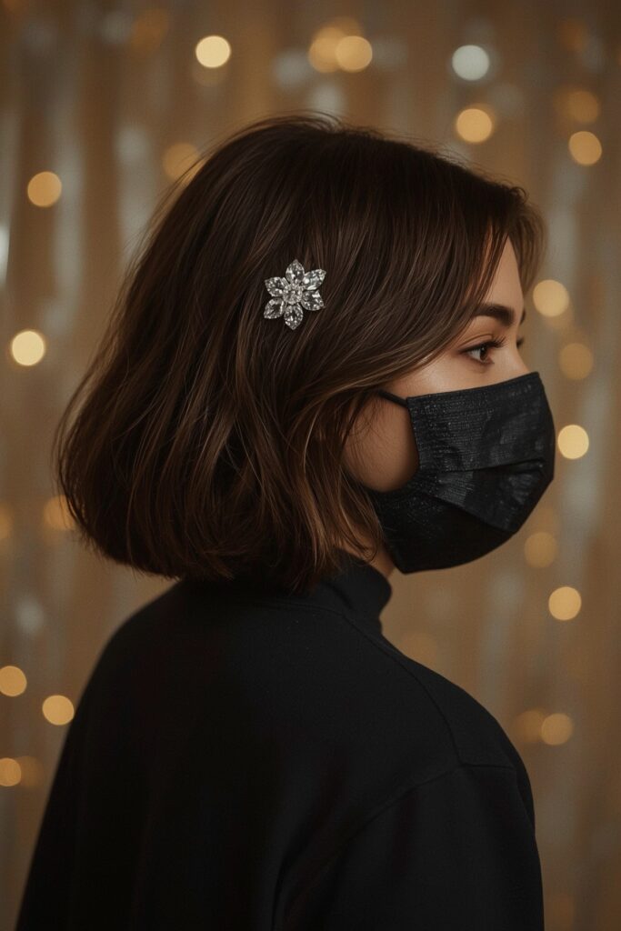  Deep Side Part Bob with Crystal Comb
