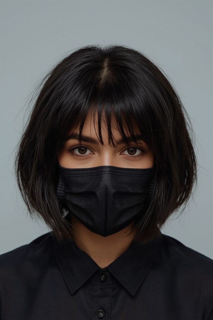 Glossy Straight Bob with Middle Part
