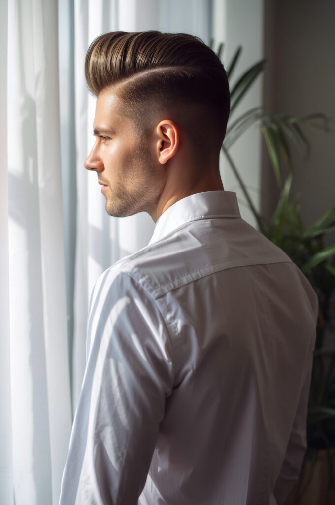 Side Part with Pompadour Volume

