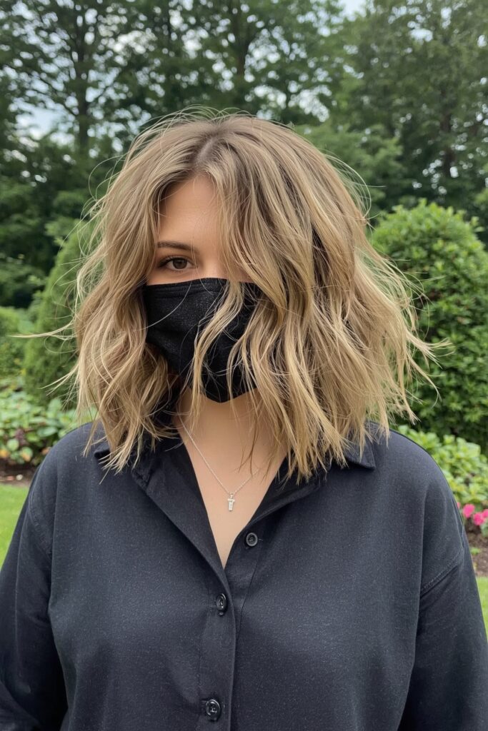 Soft Wavy Bob with Beige Blonde Tones