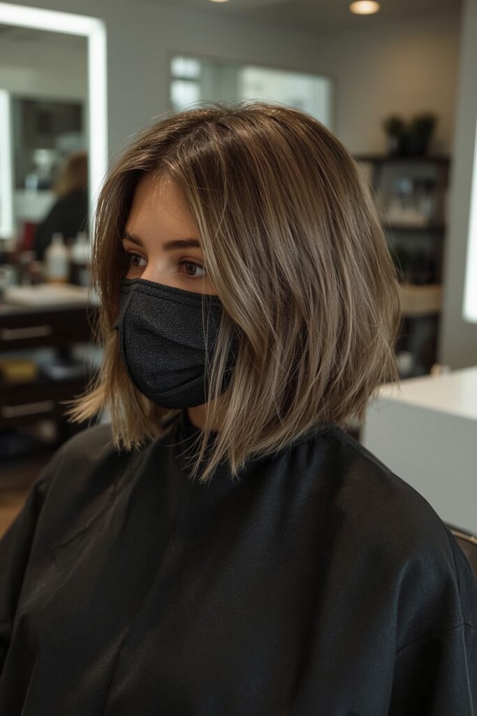Chin-Length Bob with Champagne Highlights