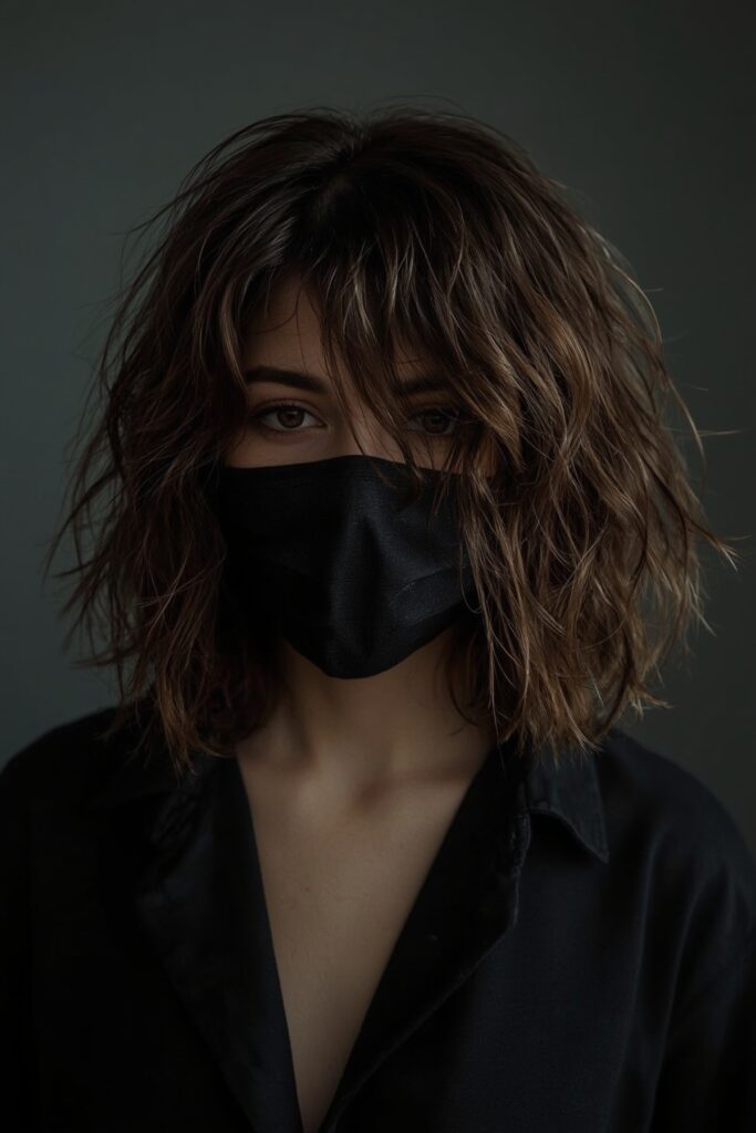 Wavy Shaggy Bob with Side Part