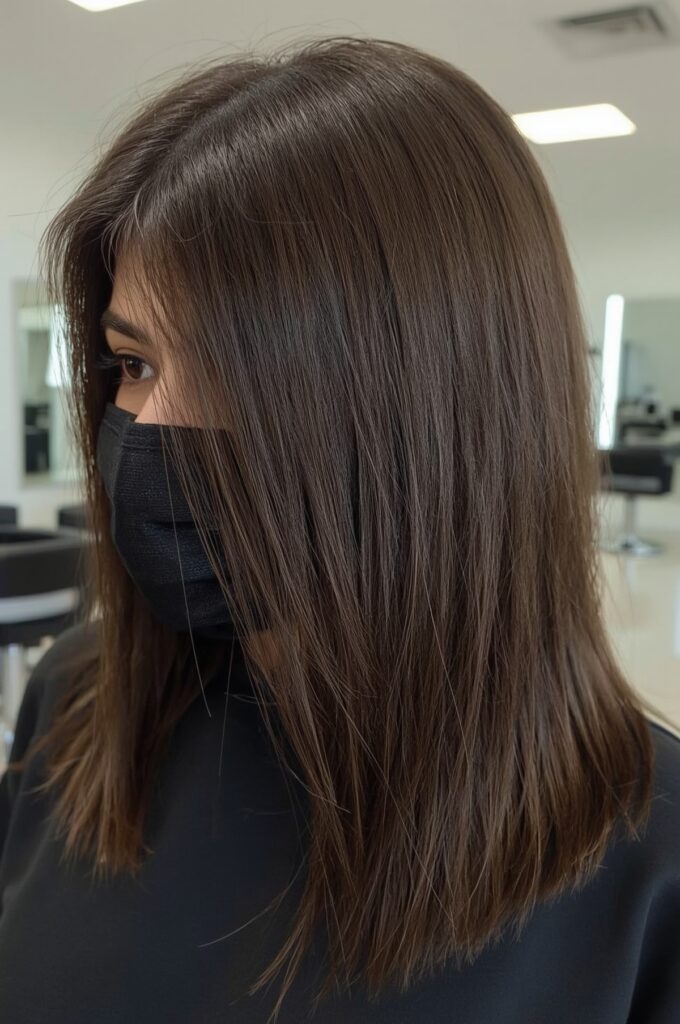 Deep Side Part with Sleek Straight Finish