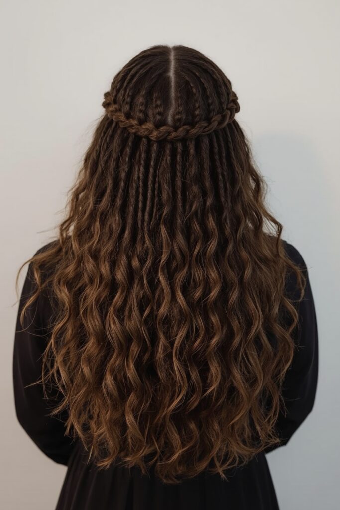 Goddess Braids with Curly Ends