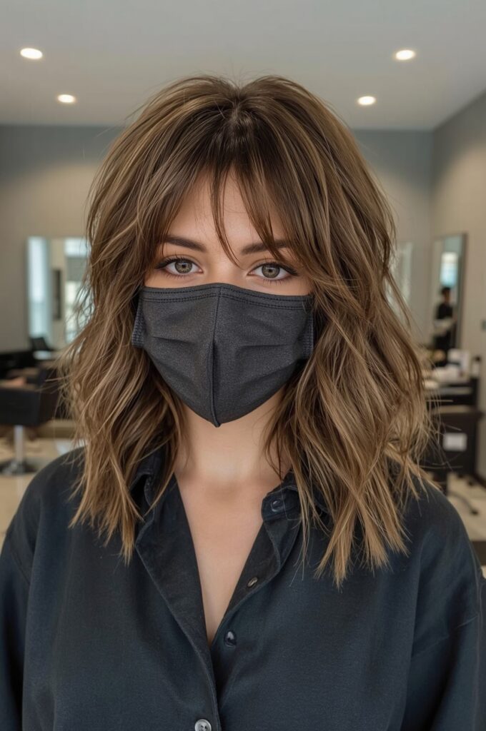 Curtain Wispy Bangs with Subtle Highlights