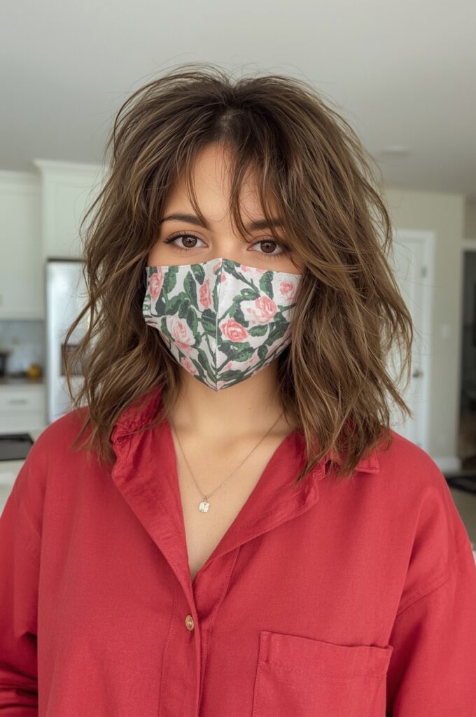 Shoulder-Length Waves with Wispy Curtain Bangs