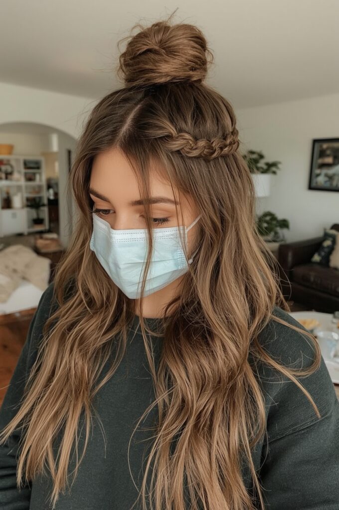 Half-Up Half-Down Side Part Braids
