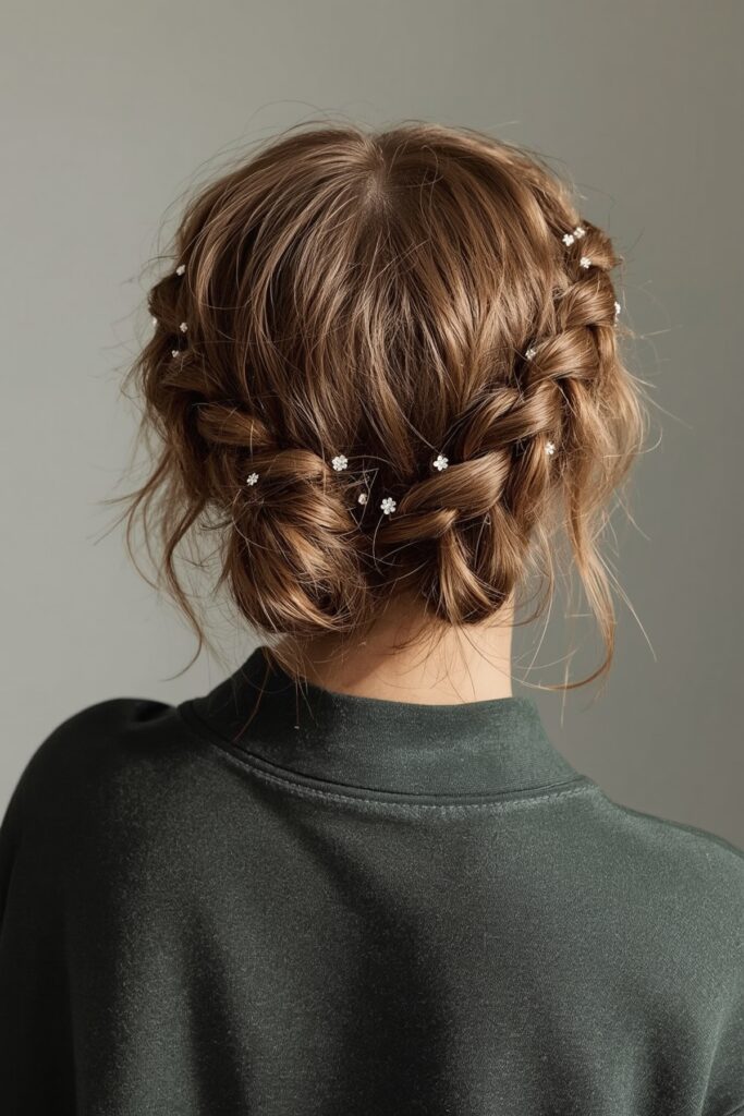 Rope Twist Crown with Floral Pins