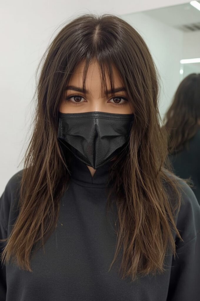 Glossy Straight Wispy Curtain Bangs