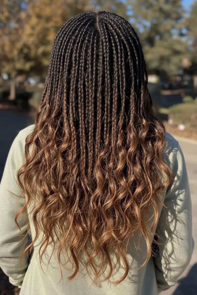 Jumbo Box Braids with Curled Tips