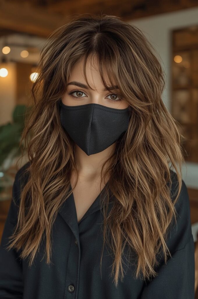 Wispy Bangs with Half-Up Style