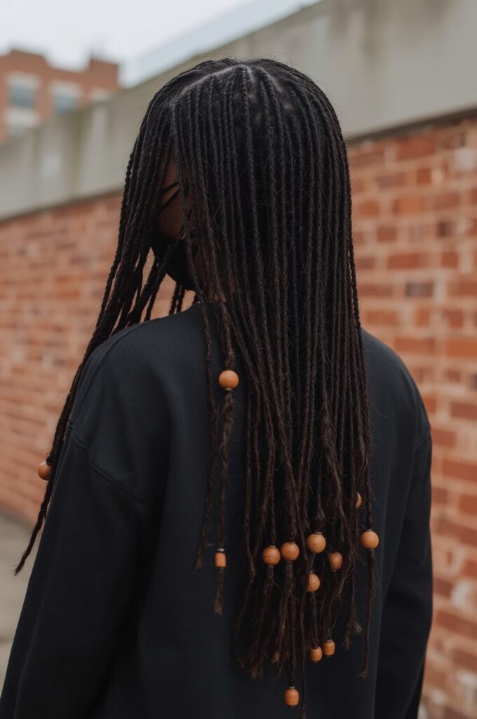Jumbo Side Part Box Braids with Beads