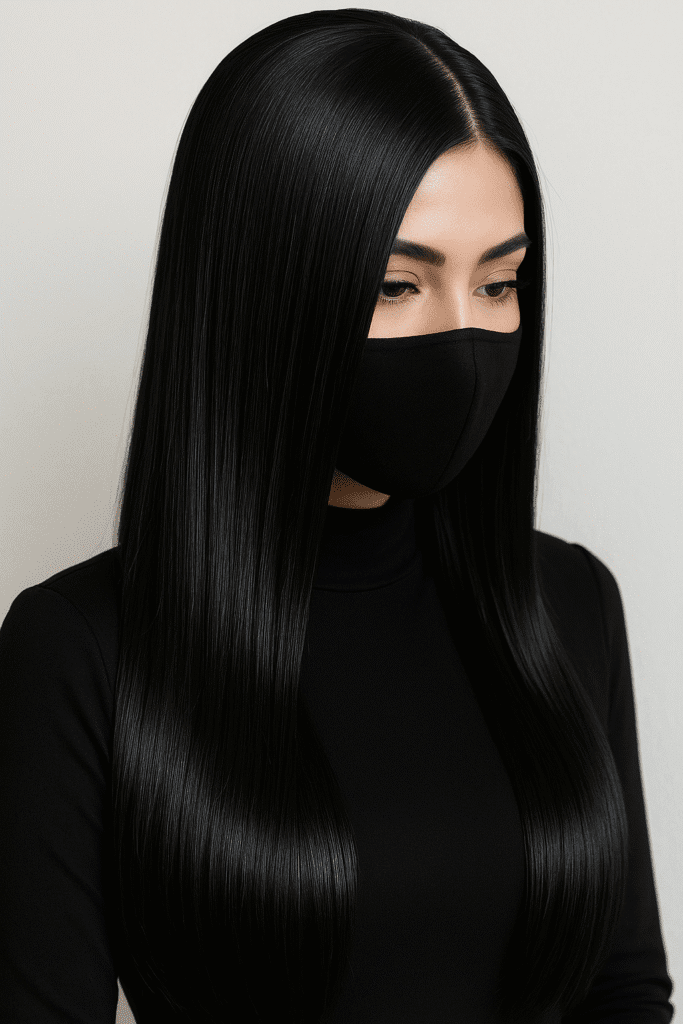 Sleek Straight Hair with Sharp Side Part