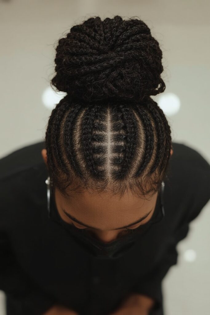 Micro Braids with High Bun