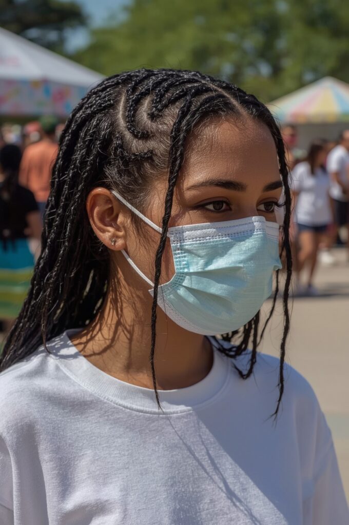Side Part Cornrows with Butterfly Clips