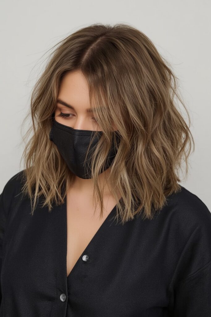 Wispy Lob with Deep Side Part