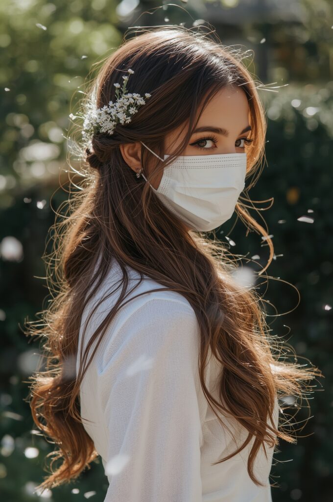 Side Part with Floral Hair Accessories