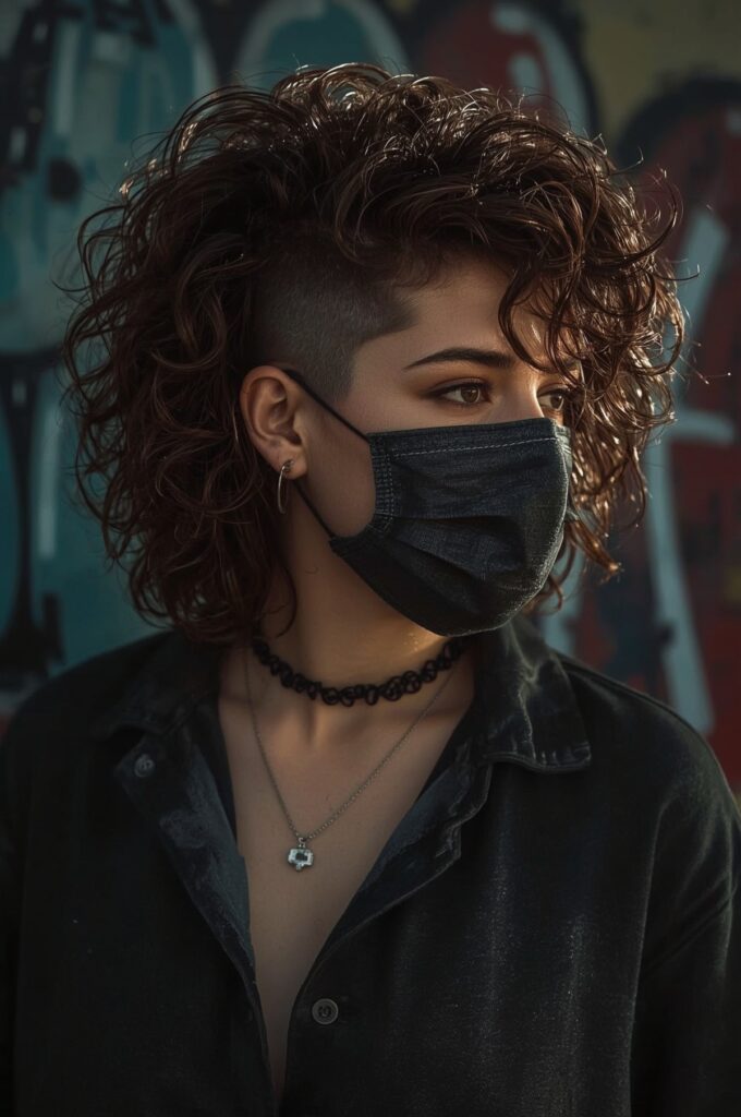 Side Part Curly Undercut Style