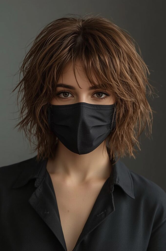Wispy Bangs with Layered Shaggy Bob