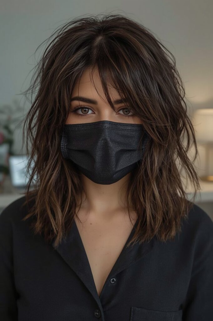 Wispy Bangs with Layered Mid-Length Hair