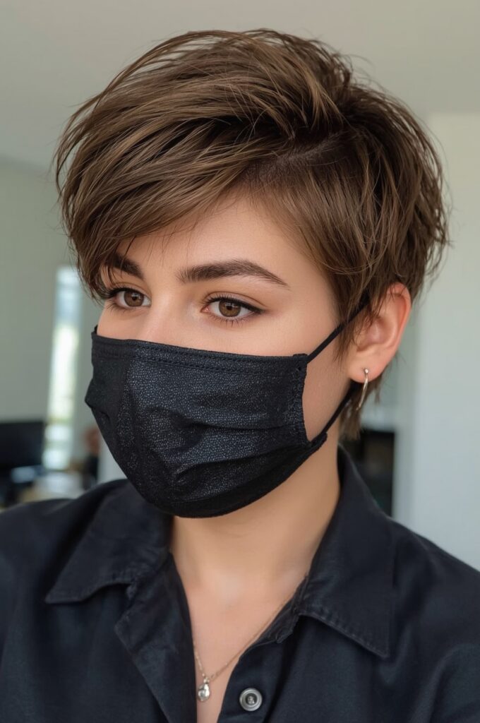 Short Pixie-Inspired Side Part Sew In