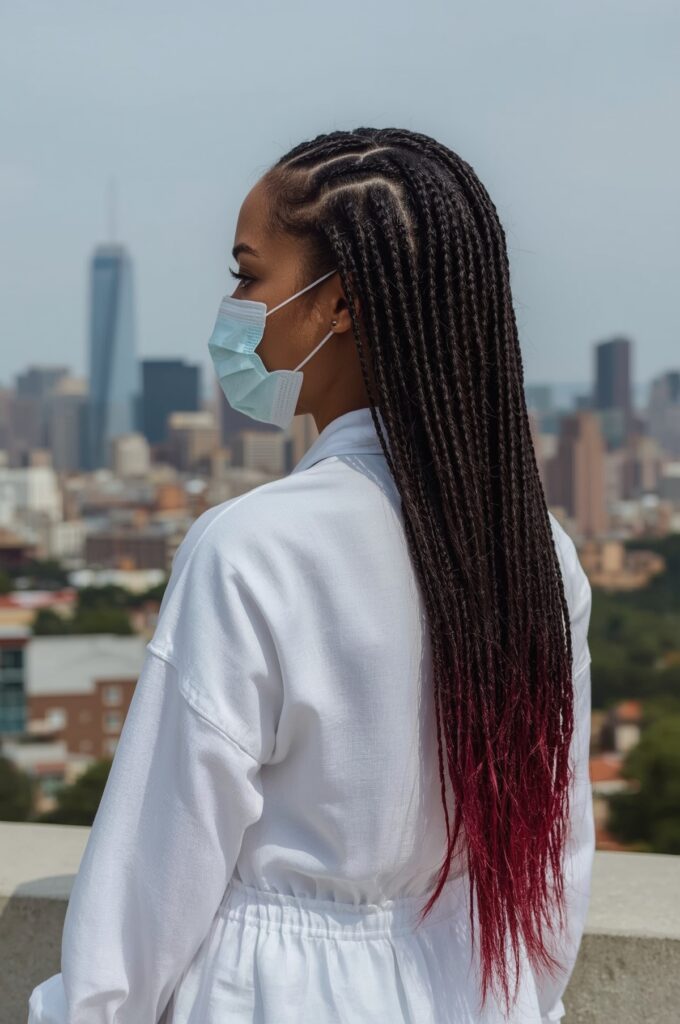Side Part Box Braids with Color Peekaboo
