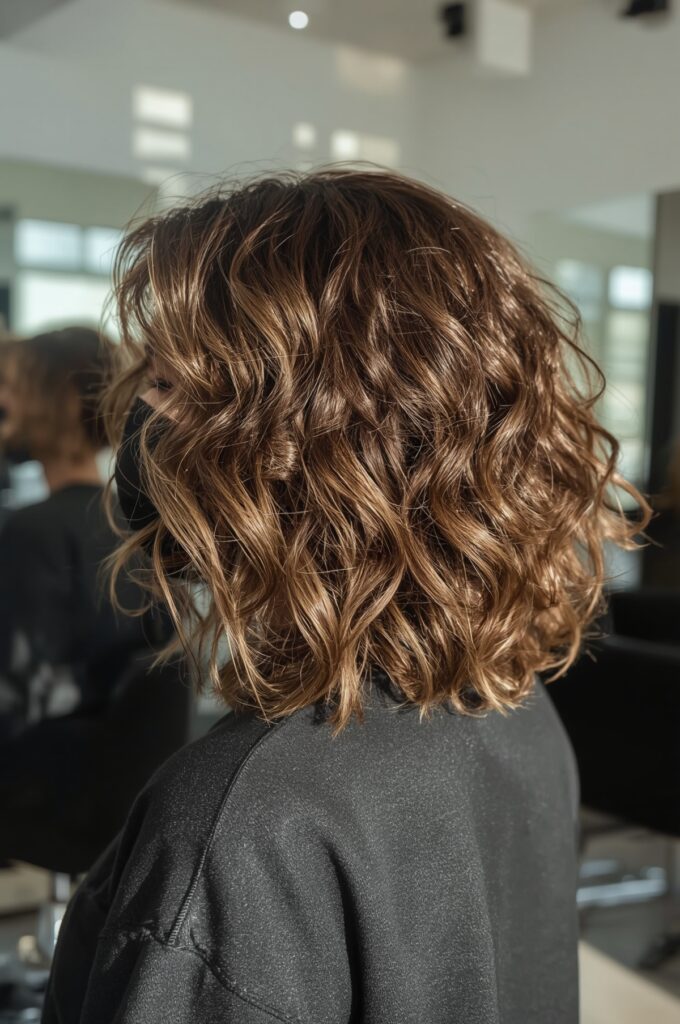 Side Part Curly Layers with Balayage