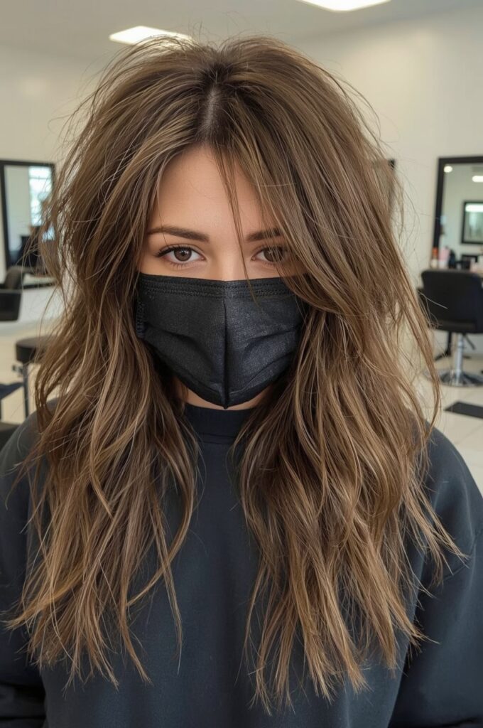 Wispy Curtain Bangs with Butterfly Layers