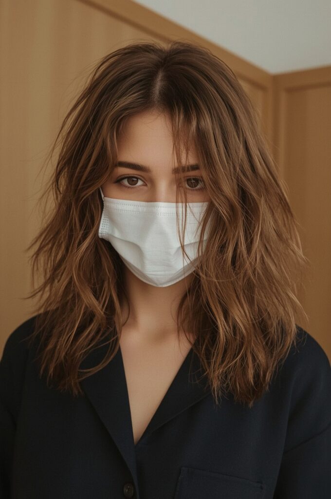 Loose Waves with Centered Wispy Curtain Bangs
