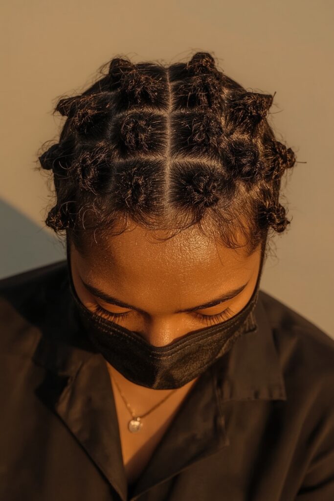 Twisted Bantu Knot Braids