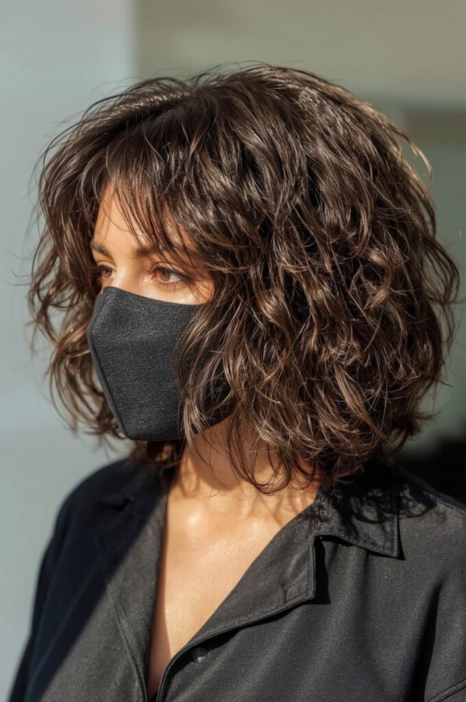 Side Part Curly Bob with Layers